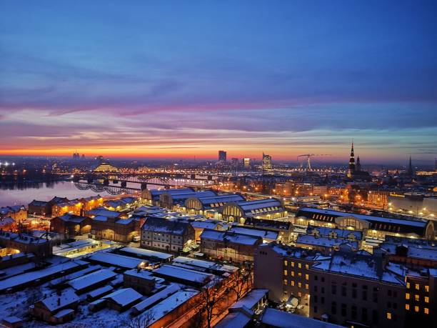istock Illuminated Riga skyline in the wi ter night 1457717744