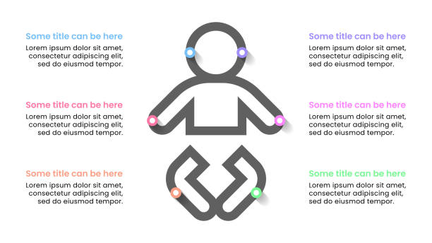 Infographic template. Baby with 6 text steps. Vector Infographic template with 6 options or steps. Baby. Can be used for workflow layout, diagram, banner, webdesign. Vector illustration half dozen babies stock illustrations