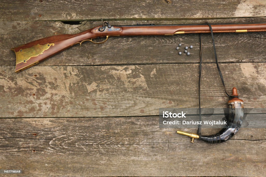 Traditional Kentucky Rifle And Shooting Equipment Such As A
