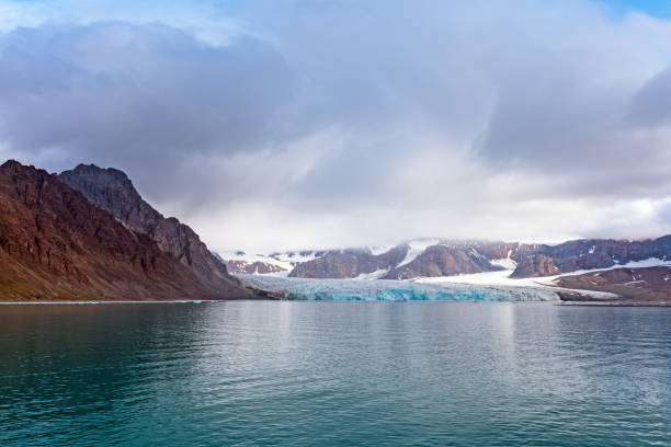 Approaching the 14th of July Glacier in the High Arctic stock photo