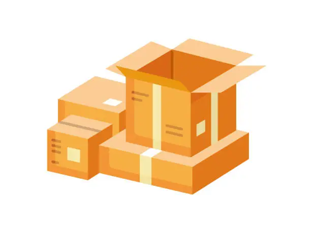 Vector illustration of Cardboard boxes illustration. Flat design.