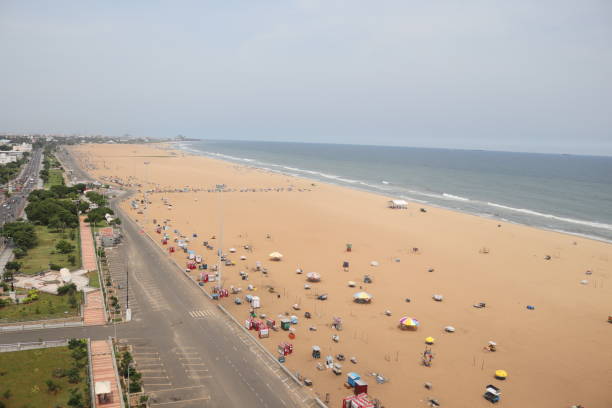 istock Marina Beach in Chennai by the road. 1457722480