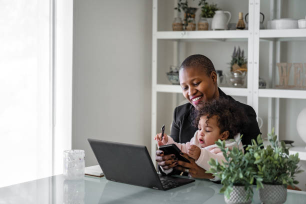 istock Black woman telecommuting 1457723885