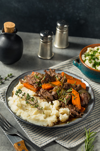 Homemade Beef Pot Roast with Carrots and Mashed Potatoes