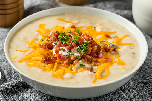 Savory Homemade Baked Potato Soup with Bacon and Cheese