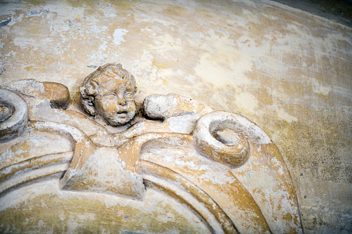Religious art in Sacro Monte di Varallo, Italy: Antique ornament detail