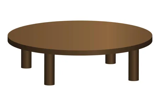 Vector illustration of Round low table isolated vector illustration.