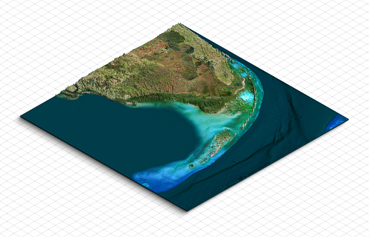 3d model of Florida USA. Isometric map virtual terrain 3d for infographic