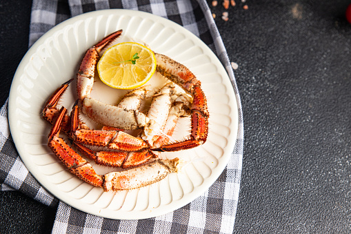 crab claws crustacean fresh seafood snack meal food on the table copy space food