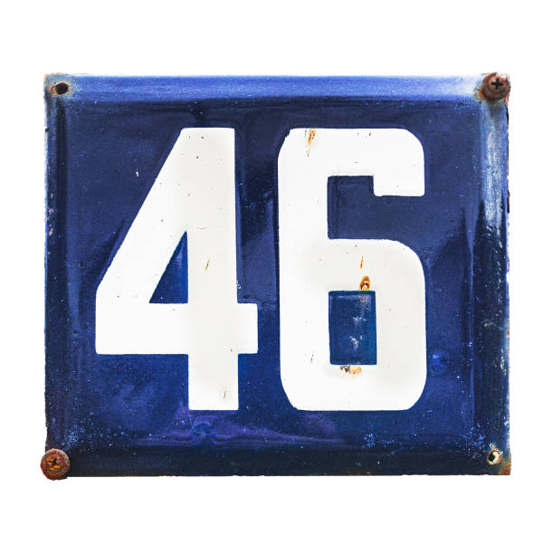 istock old house address number plate 46, isolated 1457735448