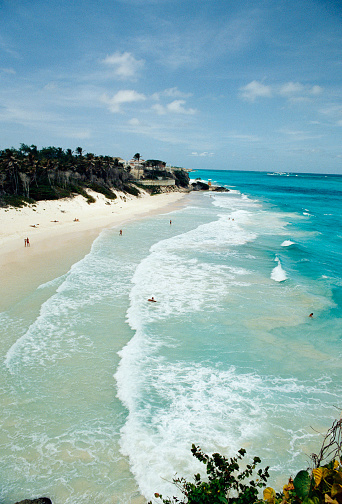 Looking down at a lovely beach in Barbados