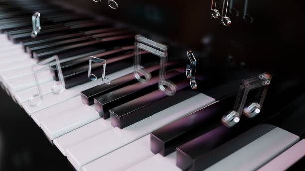 istock Black White Piano Keys and Musical Notes 1457737981