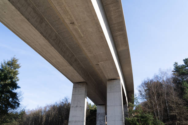 istock Big concrete highway bridge from below on a sunny day in spring 1457741473