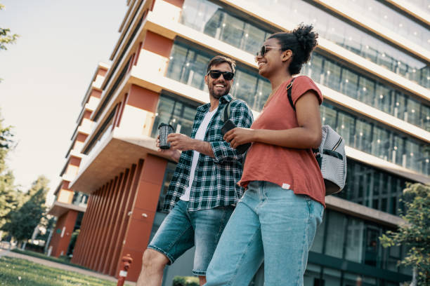 istock Multiethnic millennial couple in the city 1457741551
