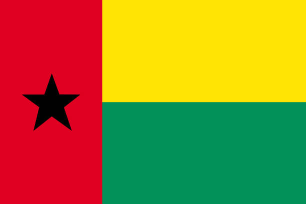 ilustraciones, imágenes clip art, dibujos animados e iconos de stock de guinea-bissau fondo bandera ilustración rojo amarillo verde estrella negro - guinea bissau flag