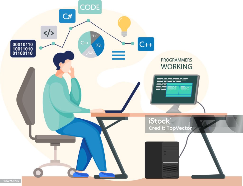 Programmer Engineering And Coding Programmer Working On Web Development ...