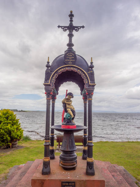 Celebration monument from 1897 on the front of Porthmahomack Beach, Highlands Scotland, UK