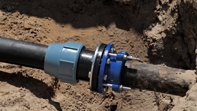 Repair of an underground pipeline of a water or sewer system.