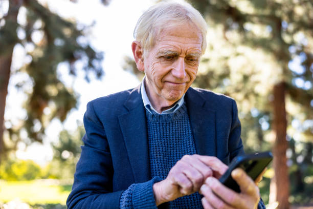 A senior man outdoors