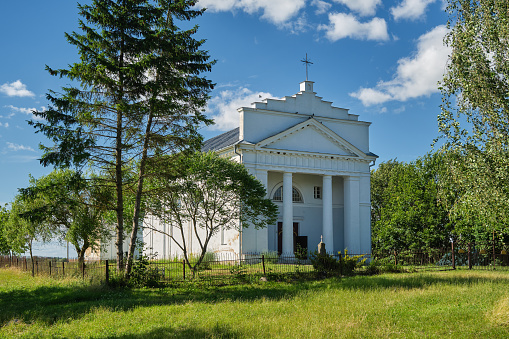 Old ancient catholic church of St George in the Svoyatichi village, Brest region, Belarus.