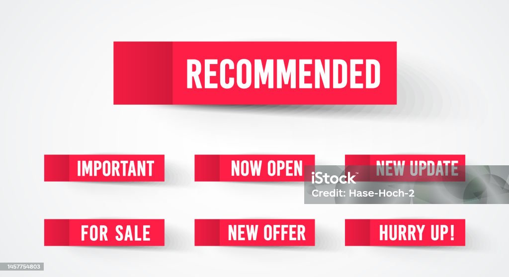 Recommend Text Red Sticker Set With Text Recommend And Others Stock Illustration ...