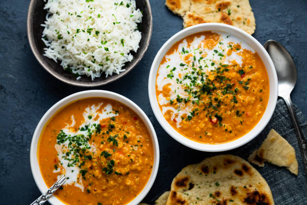 istock Delicious red lentil soup indian style 1457757173