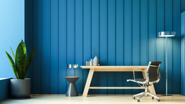 istock luxury Blue wall home office, working room 1457757447
