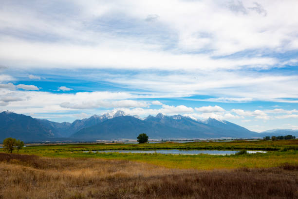 Mission Range view from Nine Pipes Refuge stock photo