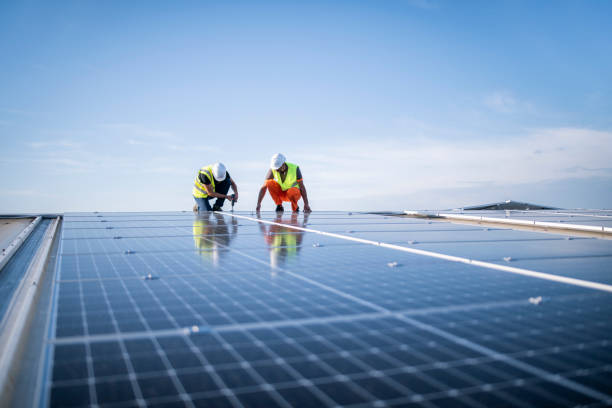 istock Working on the installation of a photovoltaic solar system. 1457768038
