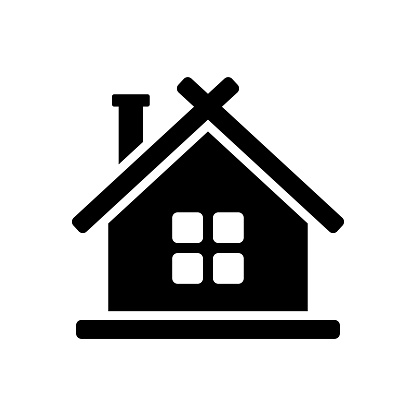 House icon. Black silhouette. Front view. Logotype. Vector simple flat graphic illustration. Isolated object on a white background. Isolate.