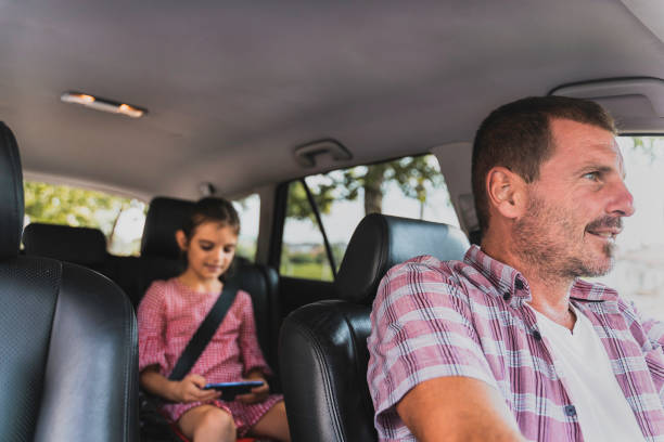 istock Father and daughter traveling by Car. 1457777109