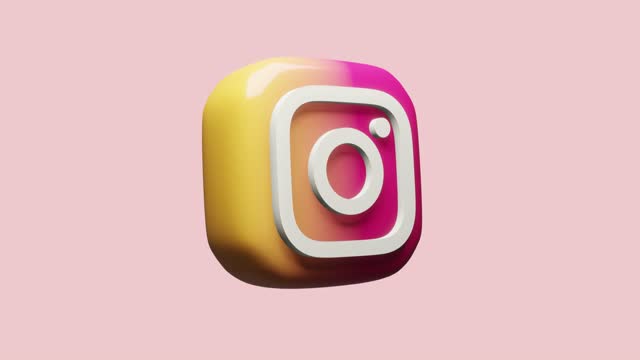 Animation of instagram icon on pink background 3d