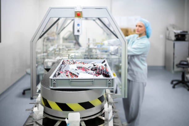 Solo Effort in Pharmaceutical Production stock photo