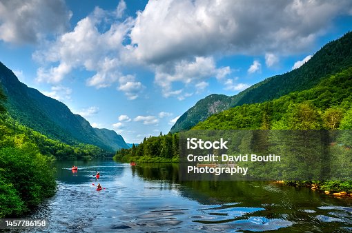 istock Adventurous people rafting Jacques Cartier river 1457786158