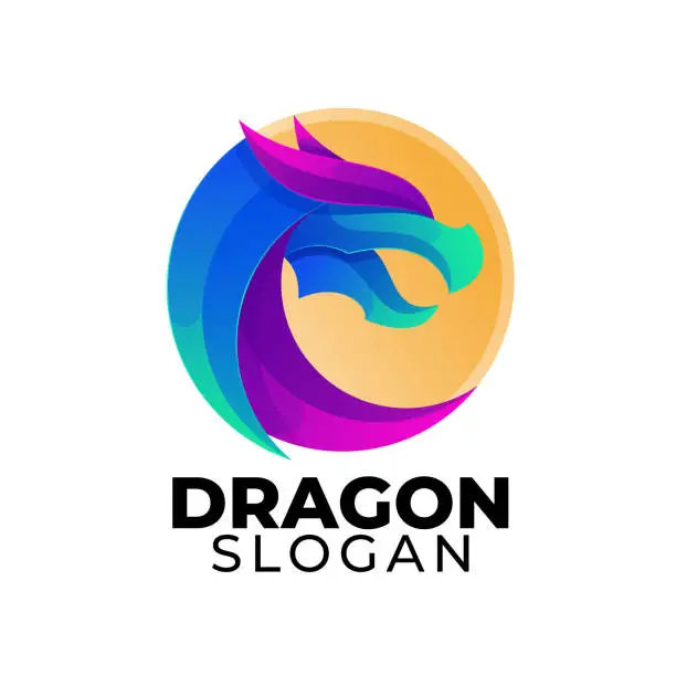 Vector illustration of Gradient dragon vector design illustration