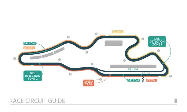 Vector illustration of Race circuit guide. Track scheme isolated on a white background. Racing track scheme.