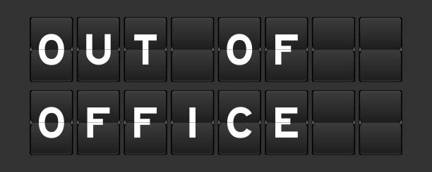 istock Black color analog flip board with word out of office on gray background 1457797295