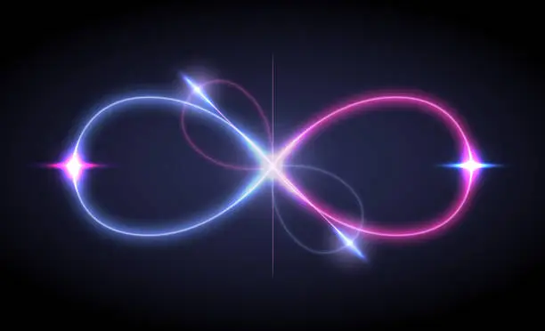 Vector illustration of Infinity Neon light Background. Vector Illustration