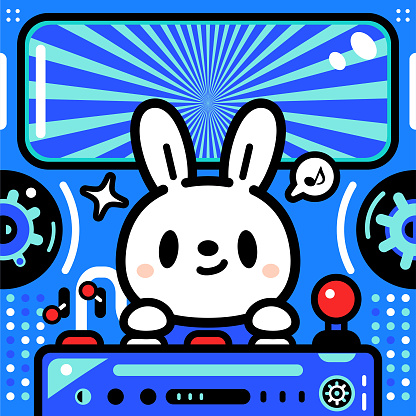 Cartoon Characters Design Vector Art Illustration. 
A cute bunny is piloting an Unlimited Power Spaceship at the speed of light.