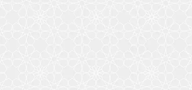 Vector illustration of abstract gray white star shape, geometric background, polygon pattern, Arabic style concept