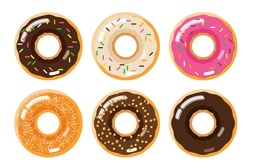 set of donuts isolated element vector illustration