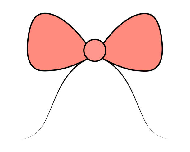 Red bow in cartoon style. Decoration for a gift, surprise. The ribbon is beautifully tied. knot. The bow is red. Decoration for gift, surprise, bouquet with ribbons. The ribbon is beautifully tied. knot. Color vector illustration. Cartoon style. Romantic print. Isolated background. Idea for web design, banner, invitation, postcard. rope tied knot string knotted wood stock illustrations