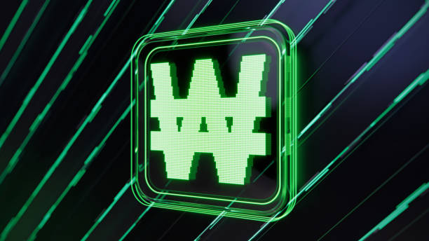 istock Won symbol. Currency sign, icon. Money. Exchange rate display board. 3d illustration. 1457811928