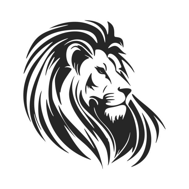 elegancki czarno-biały symbol wektorowy luksusowej marki z głową lwa. - recognizable stock illustrations