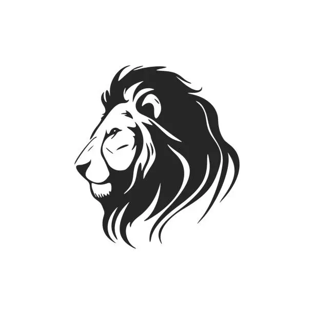 Vector illustration of Stylish black and white lion vector symbol design.