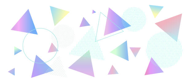 Neon color geometric pattern background illustration digital illustration triangle percussion instruments stock illustrations