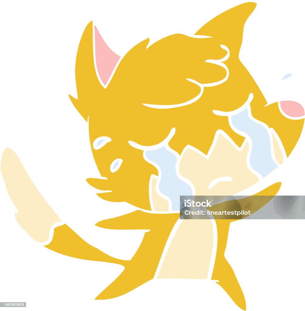 Animal Crying Color Crying Fox Flat Color Style Cartoon Stock Illustration - Download Image ...