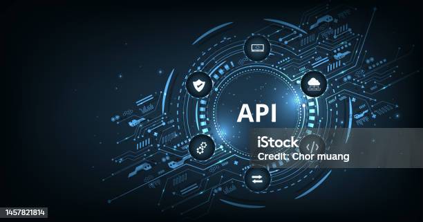Application Programming Interface On Blue Background Stock Illustration ...