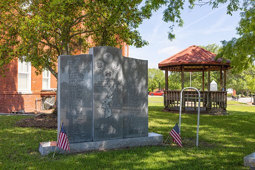 Nashville, Georgia, USA - April 17, 2022: The Korean War Memorial at the Berrien County Courthouse