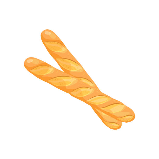 baguette cartoon illustration - fransız mutfağı stock illustrations